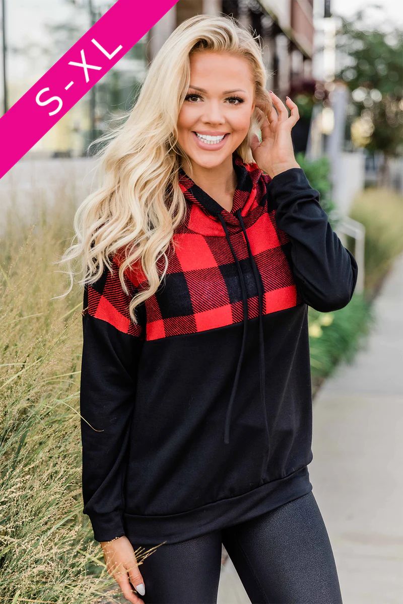 Endless Nights Colorblock Plaid Hoodie CLEARANCE | The Pink Lily Boutique