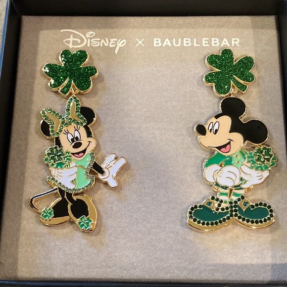 Disney X Baublebar Mickey & Minnie Mouse St. Patricks Lucky Dangle Drop Earrings | Poshmark