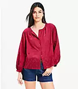 Petite Eyelet Blouson Sleeve Blouse | LOFT