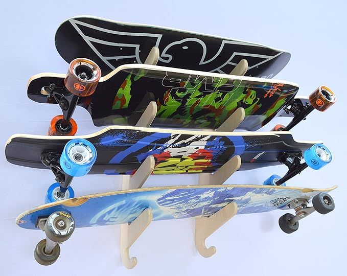 Longboard Skateboard Hanging Wall Rack -- Holds 4 Boards | Amazon (US)