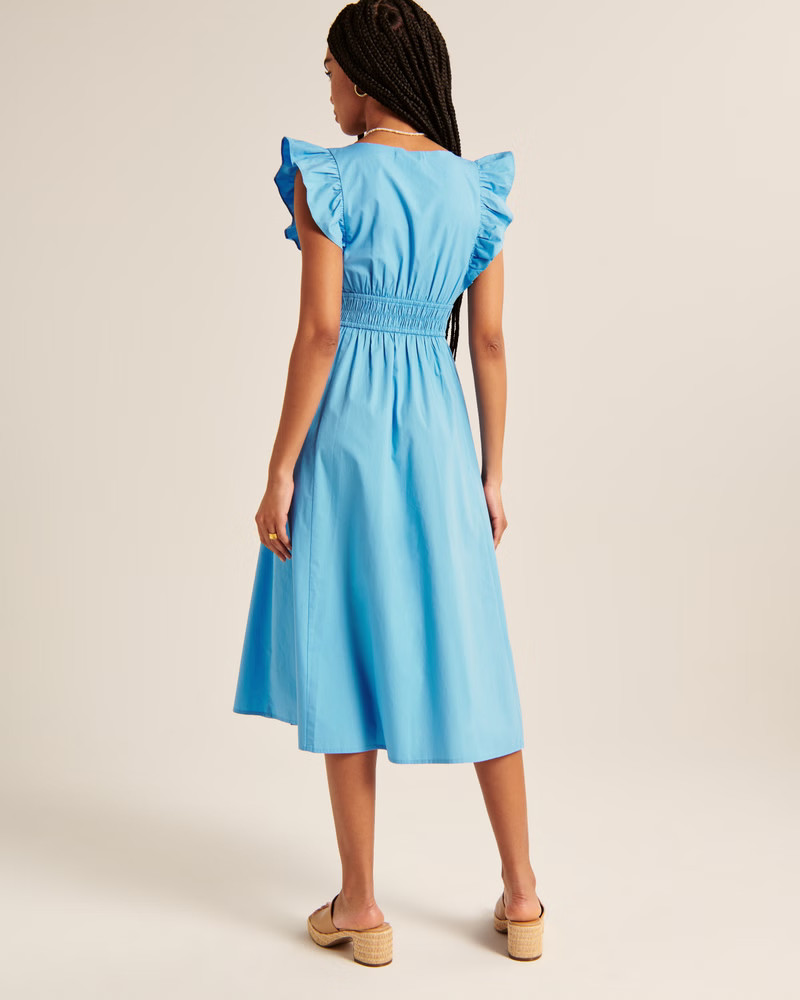 Flutter Sleeve Midi Dress | Abercrombie & Fitch (US)