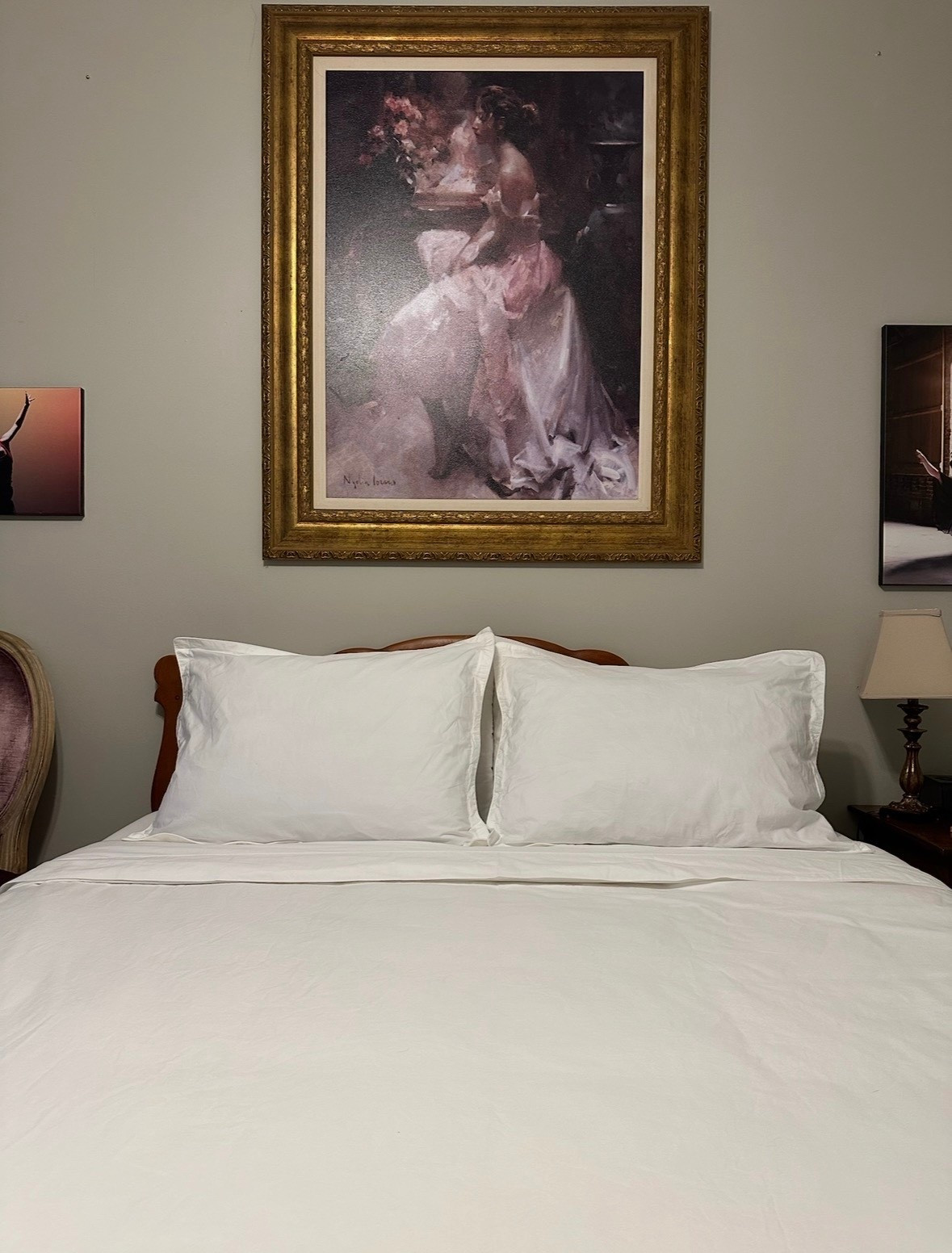 Nothing says quiet luxury like all white bedding paired with a large gold framed moody art piece. Clean and serene with just the right amount of drama, the space feels calm, grounded, and deeply expressive.

#QuietLuxury #WhiteBedding #GoldFrame #MoodyArt #BedroomInspo #TimelessInteriors #InteriorStyling #HomeDecor #DesignDetails #callsigndesign