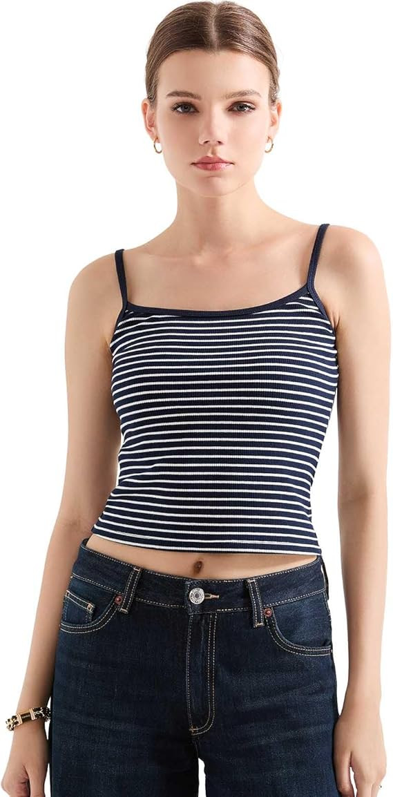SUUKSESS Women Cotton Ribbed Going Out Camisole Top Y2k Spaghetti Strap Tank Top | Amazon (US)