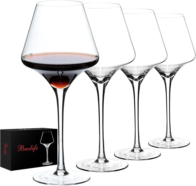 BACLIFE Red Wine Glasses Set of 4 – 20 oz Premium Crystal Wine Glass With Long Stem – Hand Bl... | Amazon (US)