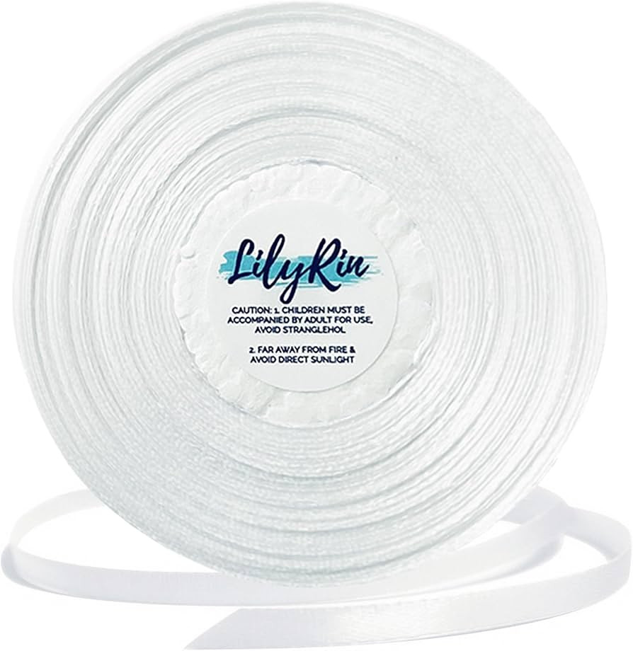 White Ribbon 1/4 Inches 36 Yards Satin Roll Perfect for Scrapbooking, Art, Wedding, Wreath, Baby ... | Amazon (US)
