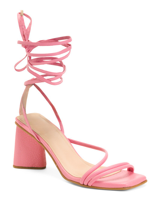 Made In Colombia Leather Analia Heeled Ankle Wrap Sandals | TJ Maxx