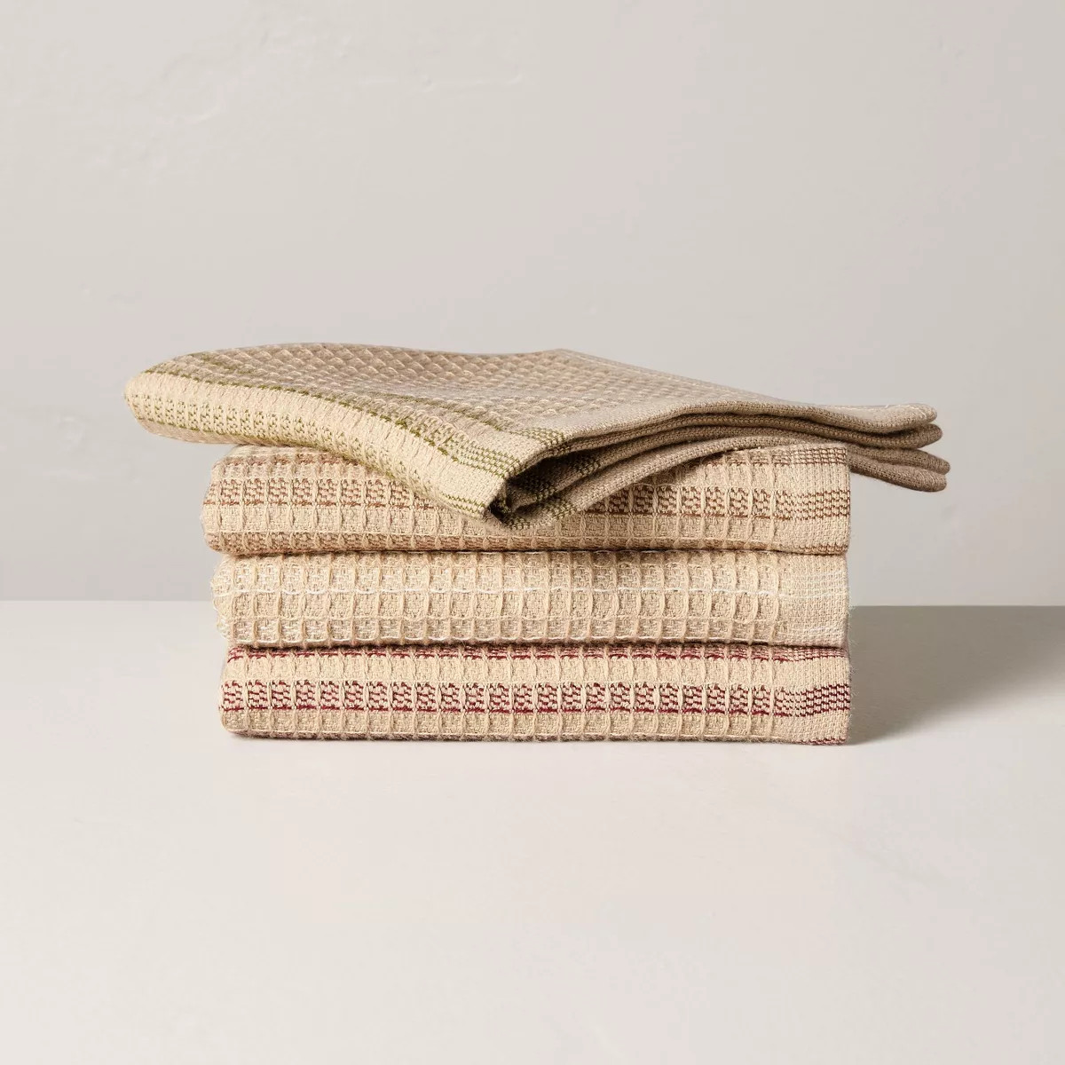 Set of 4 Fall Dishcloths Cream with Stripes - Hearth & Hand™ with Magnolia | Target