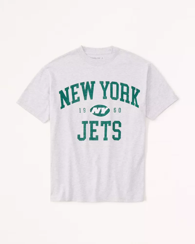 Women's Long-Sleeve Cropped New York Jets Graphic Tee in Green | Size Xs | Abercrombie & Fitch