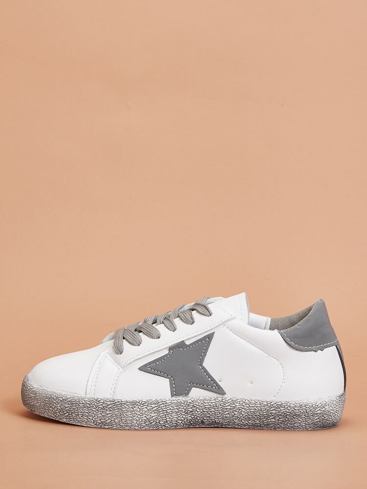 Lace-up Front Star Patch Sneakers | SHEIN
