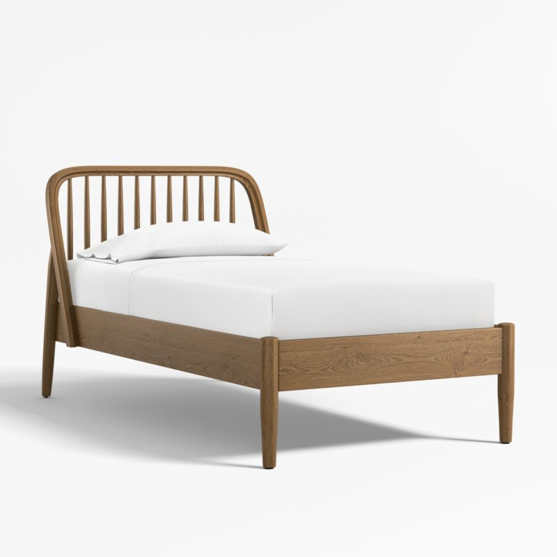 Bodie Spindle Flax Brown Wood Kids Twin Bed + Reviews | Crate & Kids | Crate & Barrel