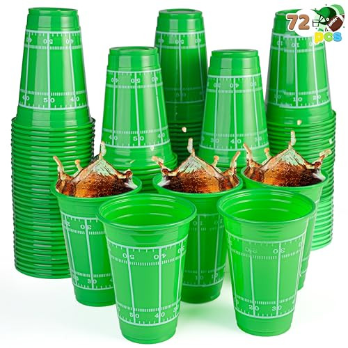 JOYIN 72 Pcs Football Party Plastic Cups, 16oz Disposable Football Field Design Drinking Cups, Football Sports Bulk Cups for Game Day, Family Dinner, Sports Event Party Supplies | Amazon (US)