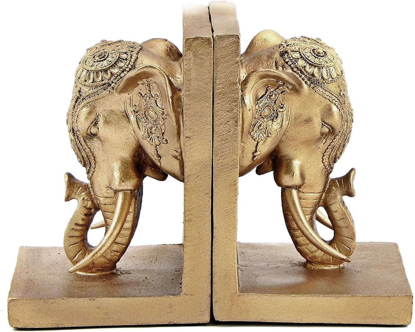 Bellaa 21817 Bookends Elephant Head Bookshelf Decor 7 inch | Amazon (US)