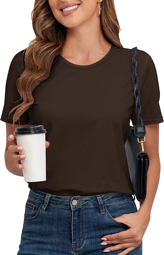 PALINDA Women's T Shirts Classic Fit Tee Shirt Short Sleeve Crew Neck Summer Tops | Amazon (US)