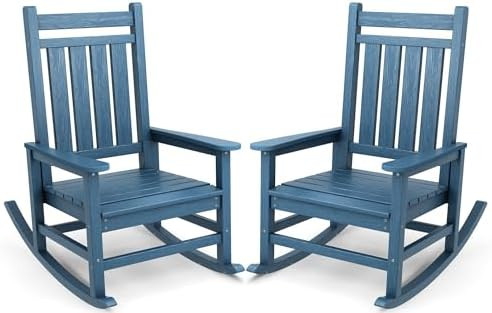 SERWALL Oversized Outdoor Rocking Chair Set of 2, HDPE Rocker for Adults, Patio Rocking Chairs fo... | Amazon (US)