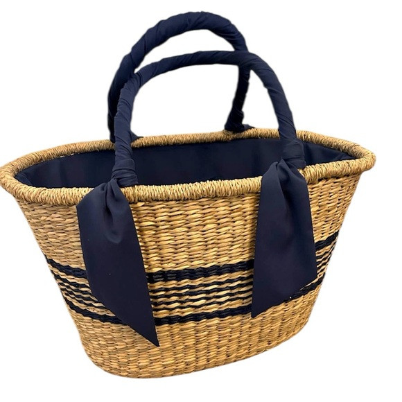 J McLaughlin and Robin Piccone Navy and Tan Woven Tote Bag OS | Poshmark