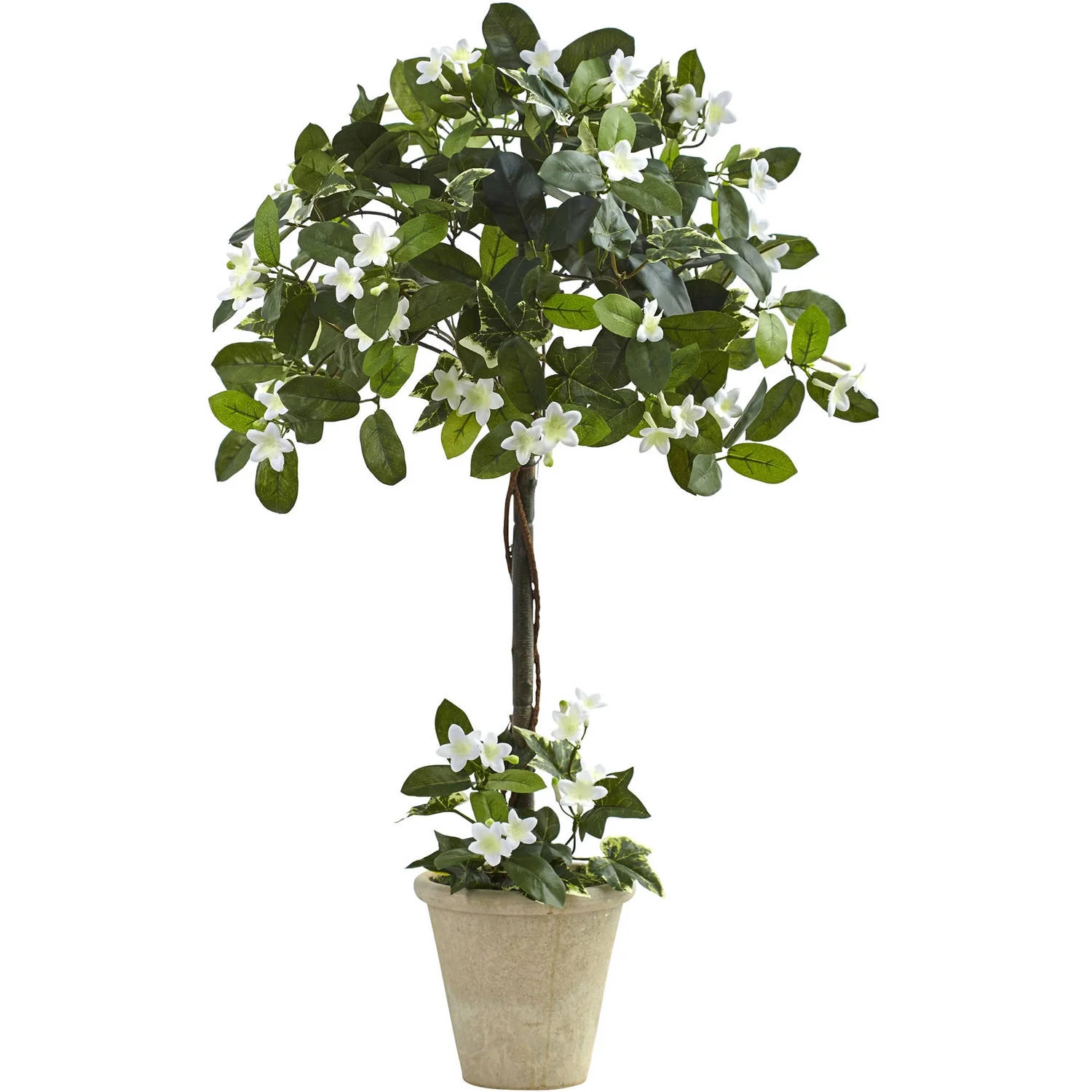 Nearly Natural 3ft. Stephanotis Topiary with Planter, Green | Walmart (US)