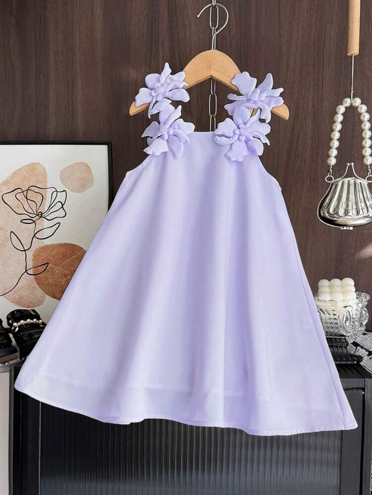 Summer Cute Woven Solid Color Camisole Dress For Girls | SHEIN