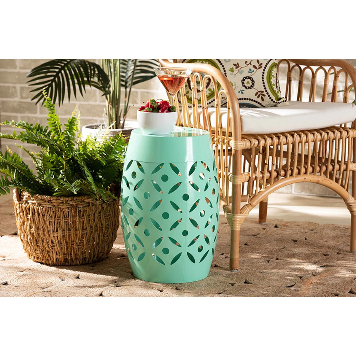 Berberia Round Metal Outdoor Side Table , 12.2'' in. W 12.2'' in. D | Wayfair North America