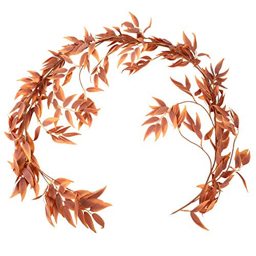 LJDJ Fall Leaves Autumn Leaf Garland Decorations - 5.4 Feet Artificial Silk Fabric Willow Plant Leaves Vines String Wedding Decor Holiday Party Supplies Faux Wall Greenery Crowns Wreath | Amazon (US)