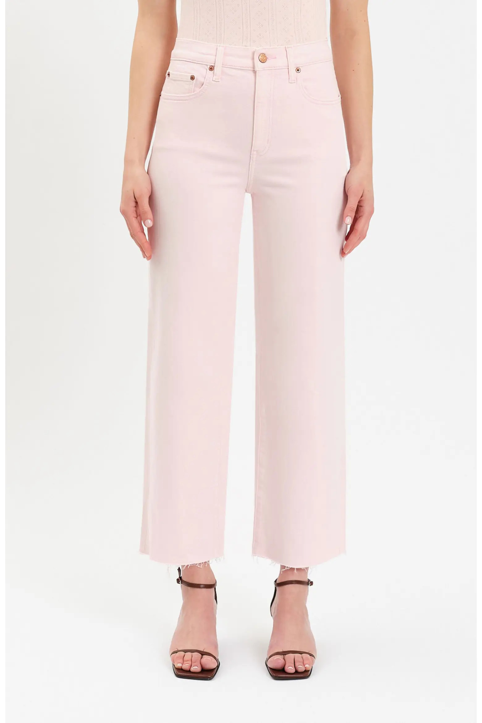 Pleaser High Waist Raw Hem Crop Jeans (Women) | Nordstrom | Nordstrom