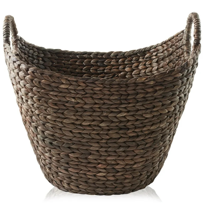 Casafield Large Laundry Boat Basket with Handles - Espresso, Woven Water Hyacinth Storage Tote fo... | Walmart (US)