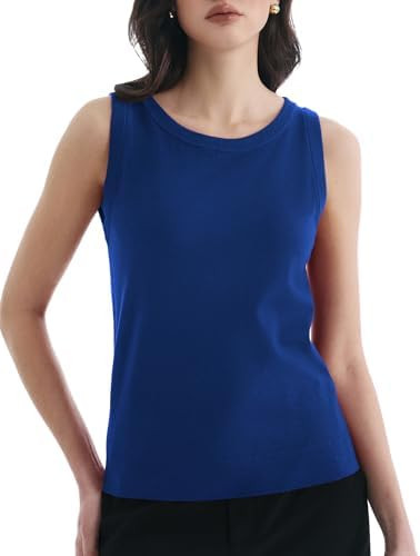 Women's Sleeveless Summer Sweaters Crew Neck Casual Lightweight Tank Top 2026 Tops for Women | Amazon (US)