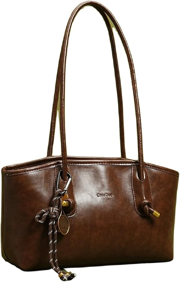 Vintage Shoulder Bag for Women,Y2k Fall Purse With Top Handle Leather Hobo Handbag Small Shoulder... | Amazon (US)