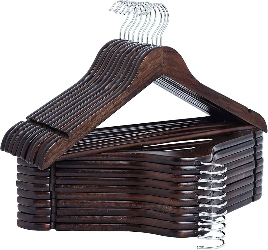 StorageWorks Wooden Coat Hanger, Wood Clothes Hangers 20 Pack, Walnut Color, Natural Wood Hangers... | Amazon (US)