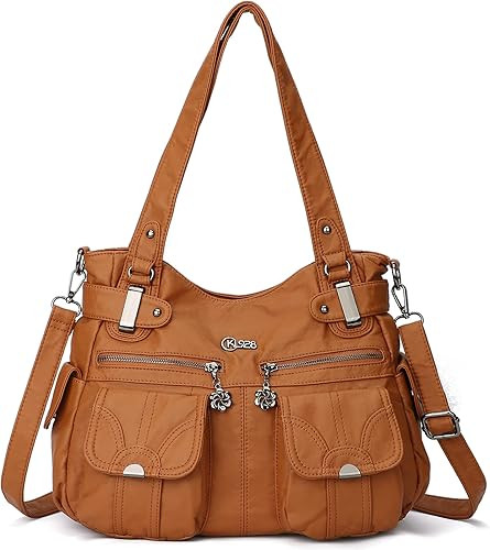 Purses and Handbags for Women Large Hobo Shoulder Bags Soft PU Leather Multi-Pocket Tote Bag | Amazon (US)