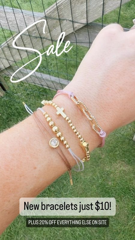 New bracelets just $10! PLUS 20% OFF EVERYTHING ELSE ON SITE 🙌🏻 ends 5/5

Left to right: Kara (taupe), Emma (light grey), Christina Pisa (cross), Bailey (Pink) 

BaubleBar 
Mother’s Day gift 
Gift ideas
Bracelet
Stack 
Jewelry 
Sale alert 

#LTKsalealert #LTKVideo #LTKGiftGuide