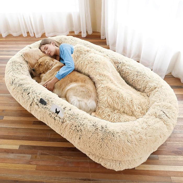 Human Dog Bed, 71''x45''x12'' Size Fits You and Pets, Washable Faux Fur Pet Bed for People Doze O... | Amazon (US)