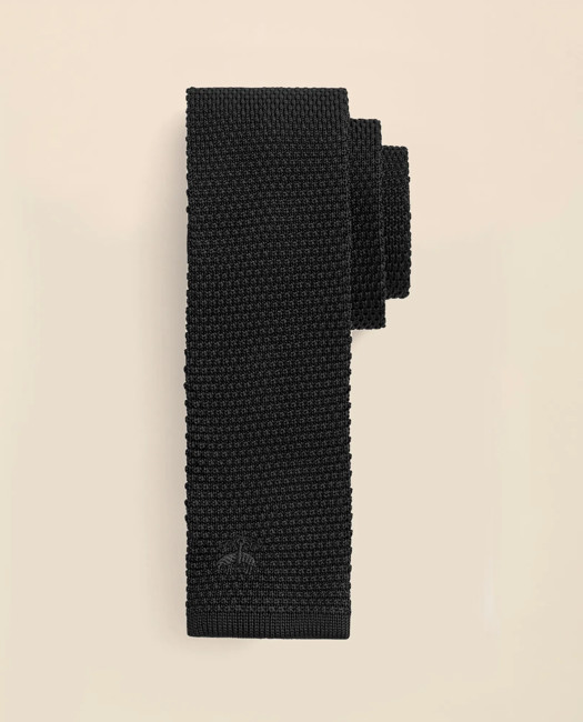 Brooks Brothers Men's Logo Knit Tie | Black | Brooks Brothers