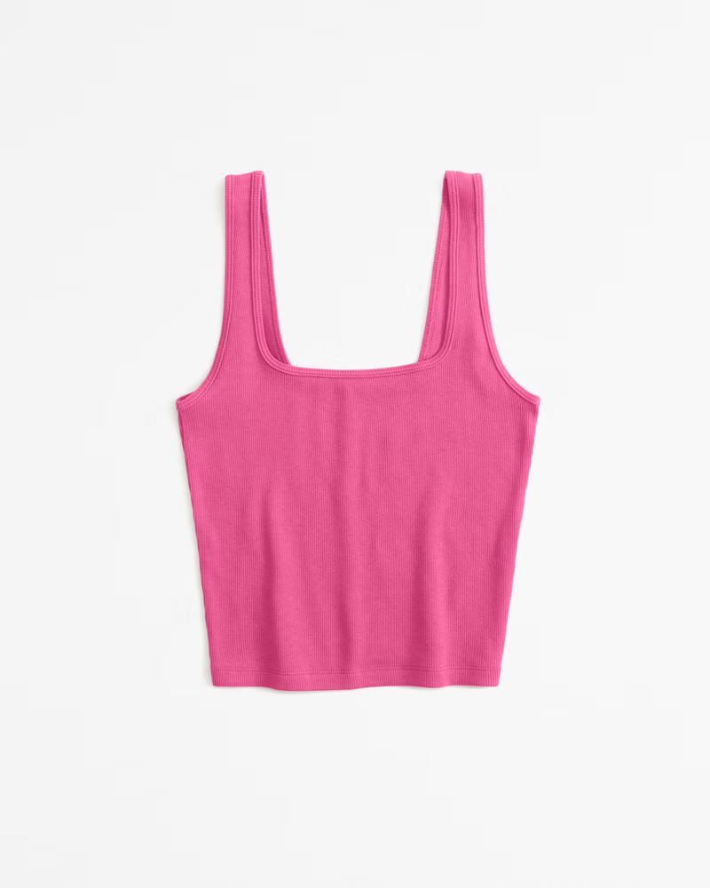 Cropped Squareneck Rib Tank | Abercrombie & Fitch (US)