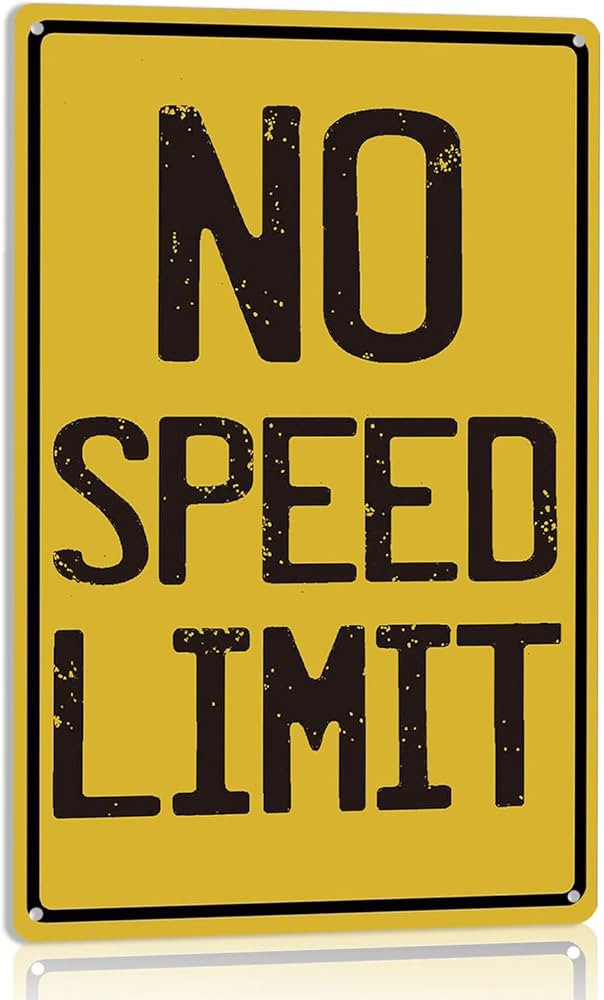 No Speed Limit Race Car Signs - Vintage Metal Tin Signs For Boys Room, Man Cave, Car Themed Room | Amazon (US)