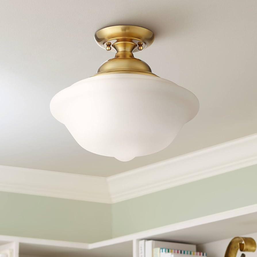Regency Hill Quinn Modern Ceiling Light Semi Flush Mount Fixture 12 3/4" Wide Soft Gold White Fro... | Amazon (US)