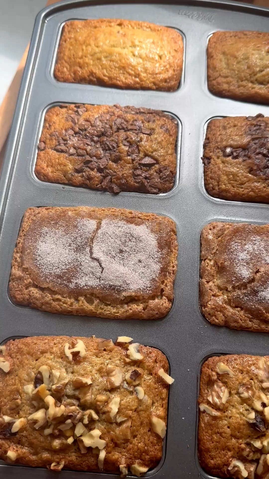 So in love with my new mini muffin pan. A batch of banana bread fits perfect into this pan to make 8 minis! We topped with chocolate, walnuts, cinnamon and sugar, and left 2 plain. Recipe: https://handmadefarmhouse.com/our-favorite-banana-bread/

#LTKdayinmylife #LTKfoodie #LTKHome