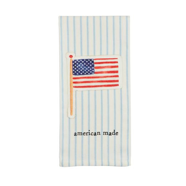 Mud Pie Flag Americana Towel in Light/pastel Blue | 100% Cotton | Mud Pie