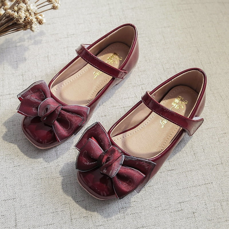 Hawee Dress-up Large Satin Bowknot Princess PU Leather Dress Shoes (Toddler Girls & Little Girls) | Walmart (US)