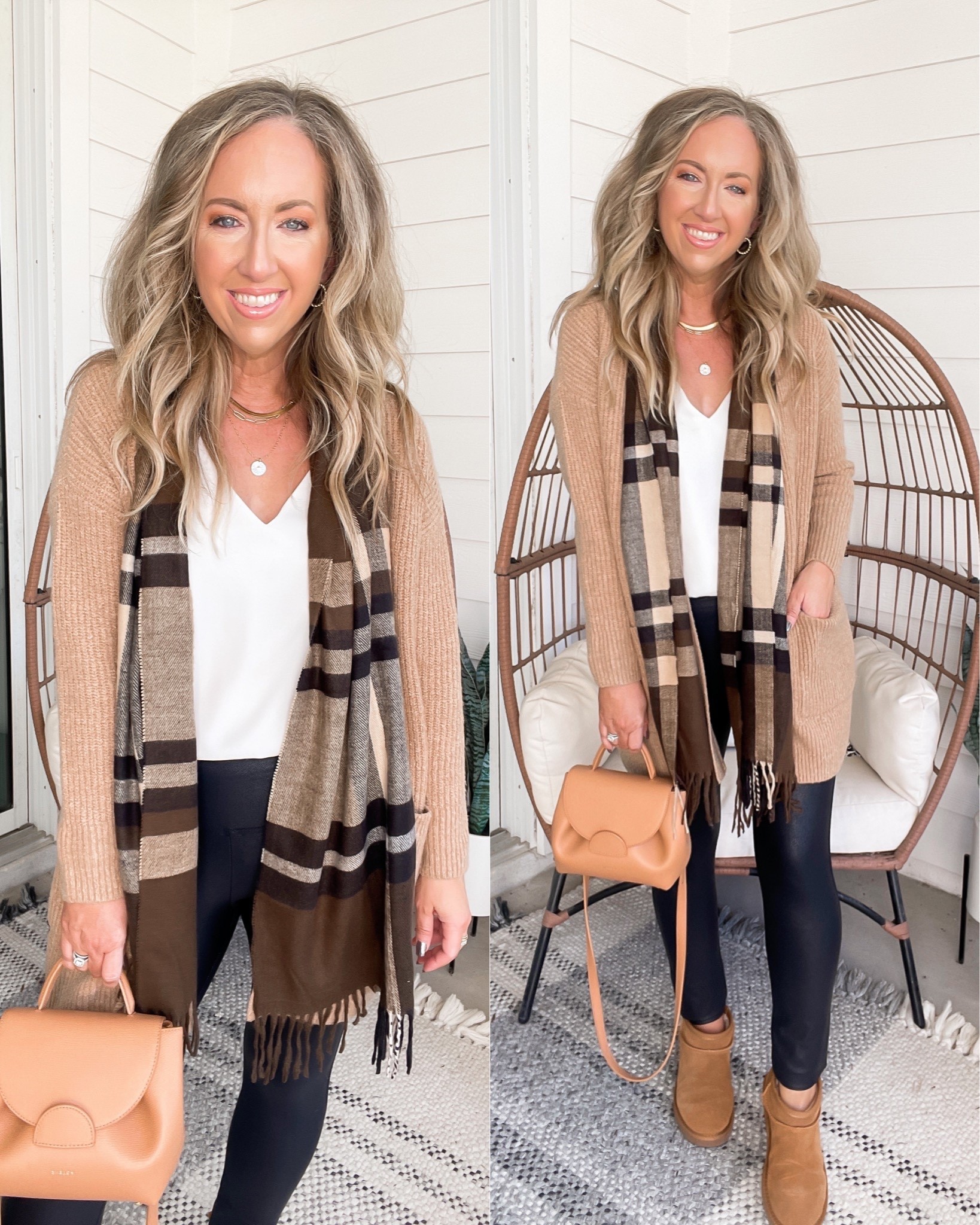 Amazon fashion amazon finds casual outfit fall fashion fall outfits camel cardigan faux leather leggings Ugg dupe mini 

#LTKunder50 #LTKSeasonal