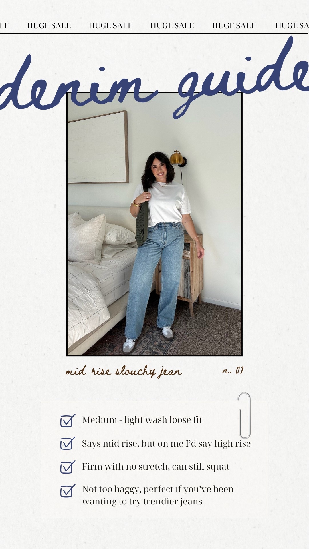 Abercrombie denim guide 
Mid rise slouchy jean
Medium/light wash loose fit
Firm with no stretch, but still is comfortable 
Not too baggy, perfect for those wanting to try trendier jeans but not wanting too loose! 

Abercrombie jeans, spring jeans, spring denim, jeans outfit

#LTKWatchNow #LTKStyleTip #LTKSpringSale