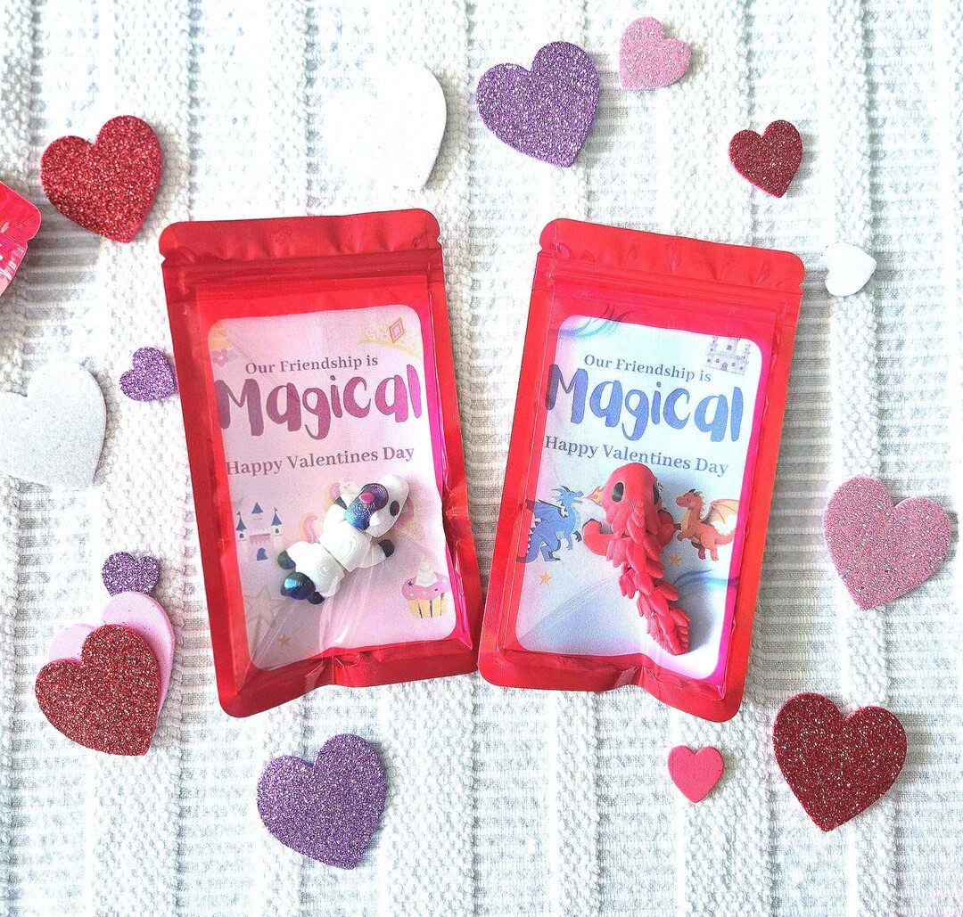 Valentine’s Day Class Gifts | Non Candy School Valentines | 3D Printed Dragon or Unicorn | Kids... | Etsy (US)