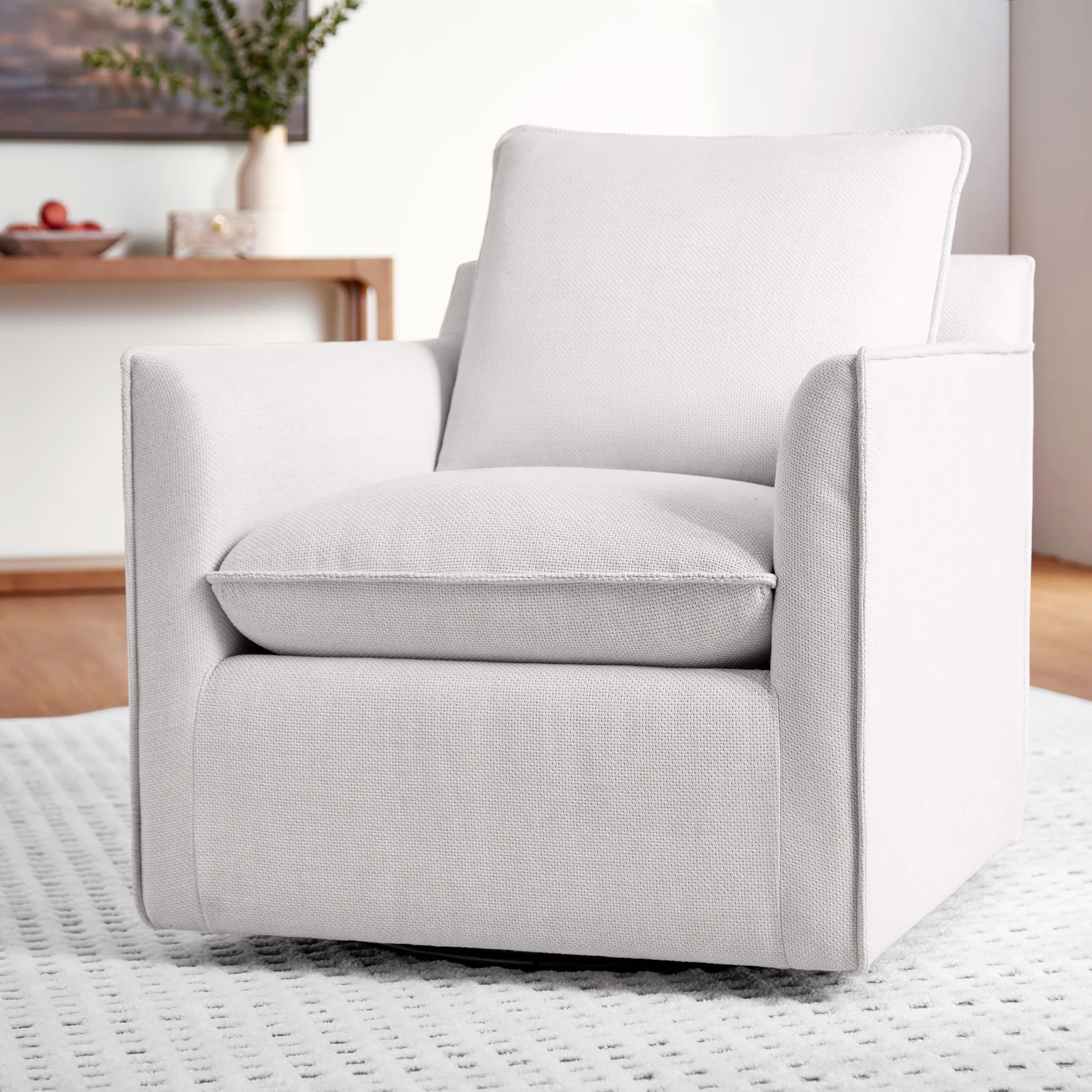 My Texas House Briar Swivel Accent Chair, Cream Linen | Walmart (US)