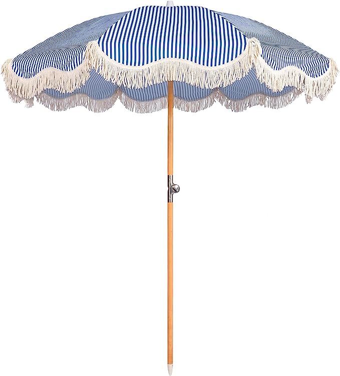 Funsite 6.5ft Boho Beach Umbrella with Fringe, UPF 50+ Tassel Umbrellas with Carry Bag, Premium W... | Amazon (US)