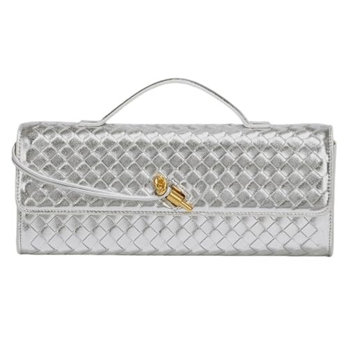 NEWBELLA Handwoven Women's Clutch Purse, Crossbody Bag with Adjustable Strap for Evening & Casual Use (Sliver) | Amazon (US)