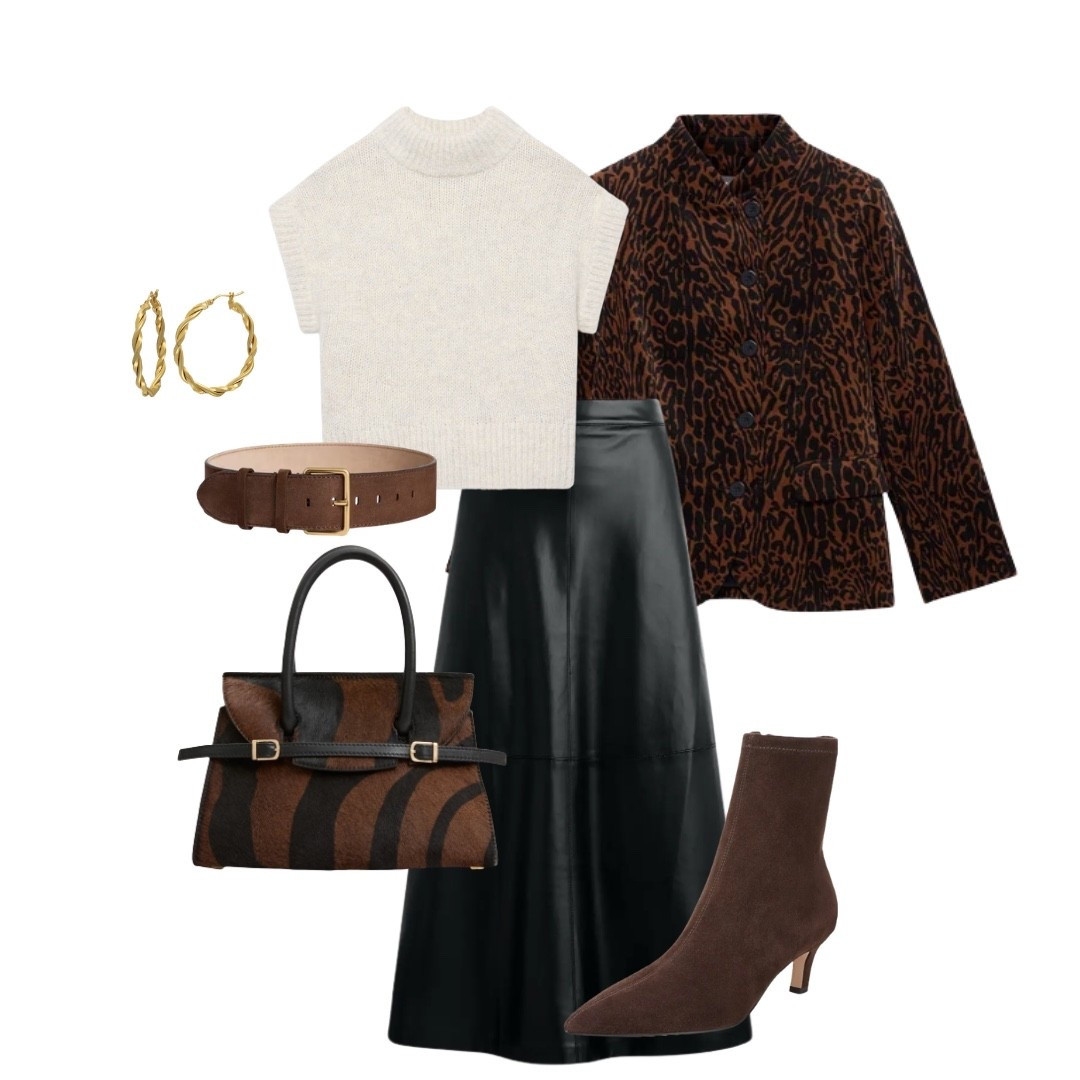 ￼ Faux leather skirts are emerging as a core clothing item for fall. This texture elevates a sweater and boot combination. 
@nordstrom￼