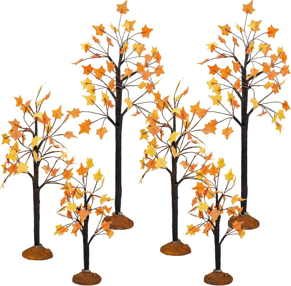 Chuangdi Fall Maple Trees, Thanksgiving Artificial Village Mini Trees Autumn Fake Tabletop Miniat... | Amazon (US)