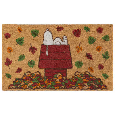 Peanuts 18-in x 30-in Multicolor Coir Non-Slip Grip Indoor or outdoor Door Mat | Lowe's