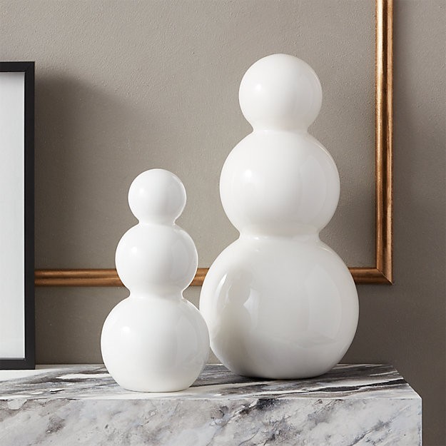 White Glass Snowmen | CB2