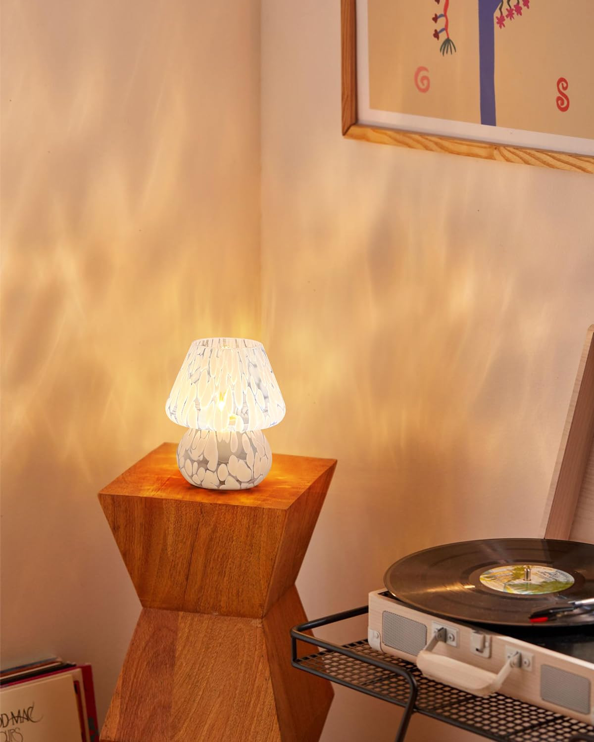 ONEWISH Mushroom Lamp Small Bedside Table Lamp-Nightstand Nightlight Dimmable Stepless, Transluce... | Amazon (US)