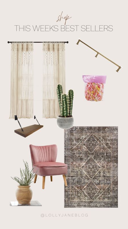 This weeks best sellers from Walmart, Target, and Etsy! 🫶🏻

The Best sellers this week are so stinking cute! These boho curtains pair perfectly with these fake plants, and the pink accent chair from Target! This perfect shelf from Etsy is a best seller for the best reason! The brass curtain rod is just perfect with any set of beautiful curtains!! Lastly this rug is a fav and it is my fav as well!! 💕💕

#LTKstyletip #LTKhome #LTKSeasonal